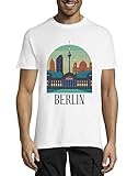 Berlín Alemania City Monuments Crew Neck Algodón Camiseta Hombre Blanco, blanco, S