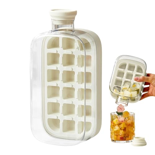 Cubiteras Para Hielo Sin Contacto, 2 En 1 Tray Con Tapa Y Caja, Bandeja Vertical Fácil De Abrir Y Cerrar, Extrae Hielo En 1 Segundo, Accesorio De Cocina, 800ml, 9,9x7,95x21,7cm,