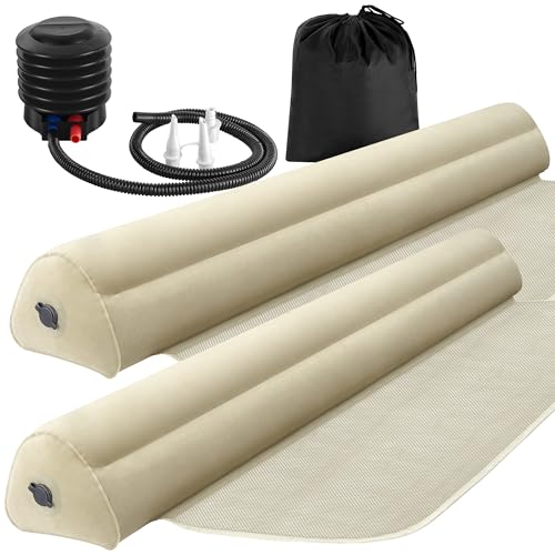Eurhomewit 2 Pezzi Gonfiabile Sponda Letto Bambini, Superficie Floccata 148cm Portatile Paracolpi Lettino, Barriera Anticaduta per Neonati e Bambini Piccoli, Adatto A Tutti I Le