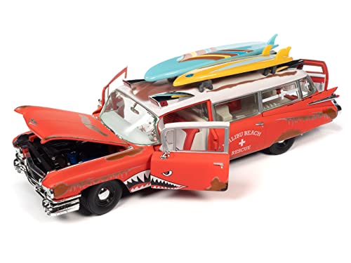 Auto World 1959 Cadillac Eldorado Ambulance Surf Shark 1:18 miniatura 7