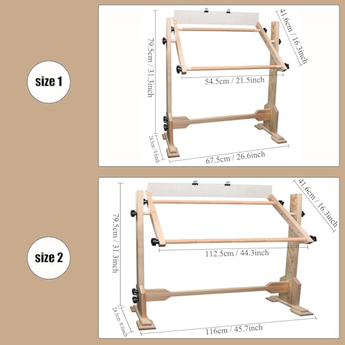 Image of Needlework Table and Adjustable Embroidery Stand, Cross Stitch Hoop Stand, Beech Wood Tapestry Cross Stitch Embroidery Frame Holder(54.5x41.6 cm (21.5 inch x 16.3 inch)) and(112.5x41.6 cm (44.3 inch x 16.3 inch))