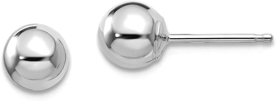 14k White Gold Hollow Polished 5mm Ball Post Earrings 5x5mm Ball Earring for Women