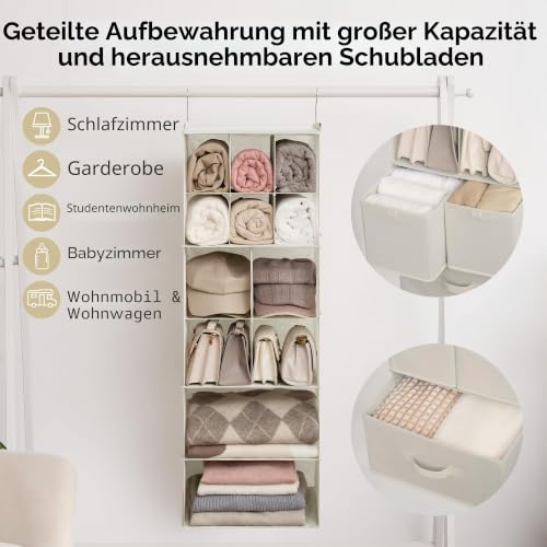 GRANNY SAYS Hängender Schrankorganizer mit Schubladen, 6 Regalteiler Hängender Schrankorganizer, tragbare, Faltbare Hängeregal für Schrank… – Ansicht 4