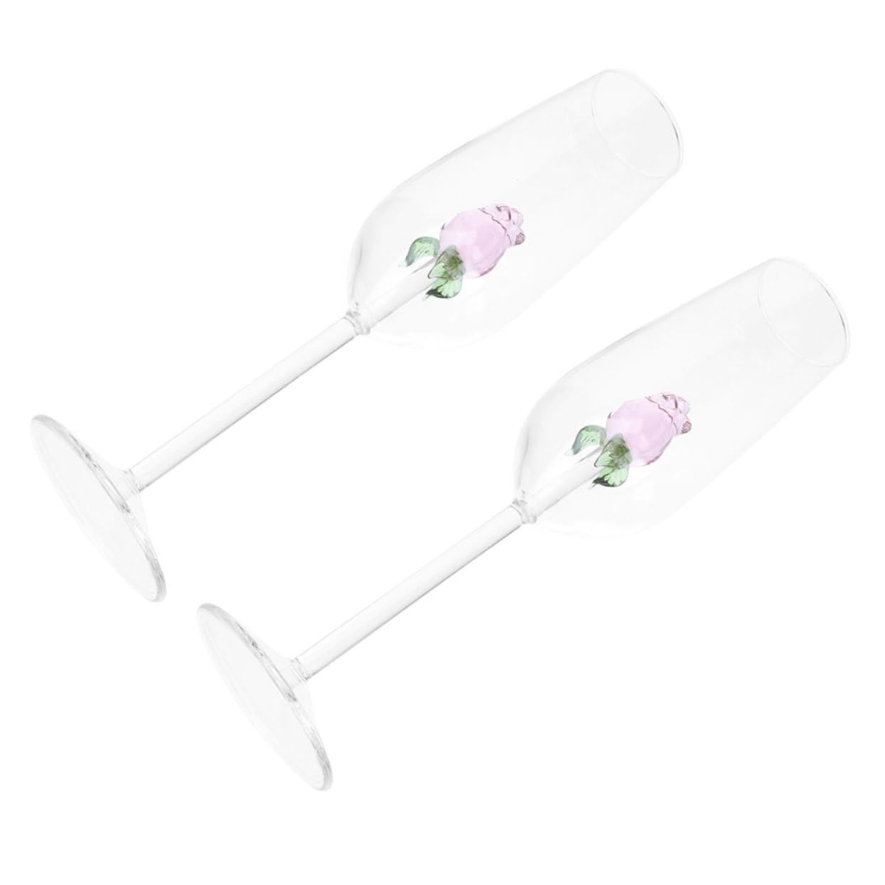 Verres hauts 2 pièces motif rose parfaits pour un coffret cadeau idéal
