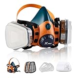 XPRO Reusable Silicone Half Face Respirator Mask with Filters - Gas Mask for Welding, Woodworking, Spray Paint, Dust, Chemical & Pollen Protection