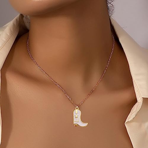 Aktully Cowgirl Boot Necklace Western Cowboy Boots Necklace 14K Gold Plated Cowboy Hat Pendant Necklace Western Trendy Jewelry for Women2