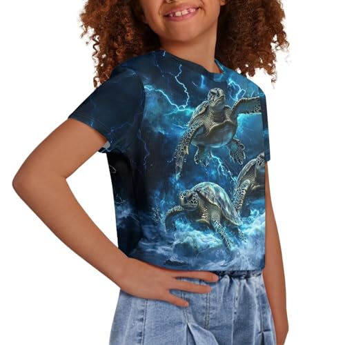 Image of Kids T Shirt Short Sleeve Crop Tops for Girls Summer Clothes Pullover Tees Shirt 5-14