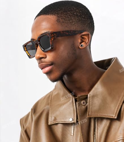Image of AIEYEZO Square Sunglasses for Women Men Square Thick Frame Sun Glasses Simple Designer Style Shades
