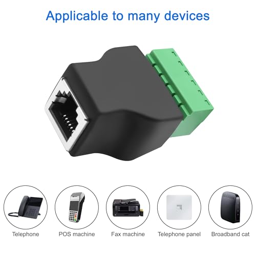 MEIRIYFA RJ12 Buchse auf 6 Pin Schraubenklemmen Lötloser Adapter, RJ12 6P6C Buchse auf 6-poligen Schraubenklemmen Adapter für Telefon Kabel Audio Adapter (2PCS)