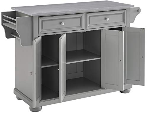 Crosley Furniture Alexandria Full Size Kitchen Island with Stainless Steel Top, Gray - Thumbnail 5