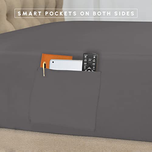 Parure de lit king coton gris drap housse couette 8 pièces - 7