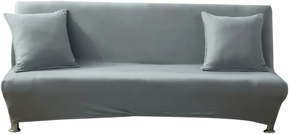 Solid Color Elastic Armless Folding Sofa Slipcover, Soft Spandex One Piece Sleeper Bed Covers, Decorative Stain Dust Proof Futon Wrap Yellow 195-225cm/76-88