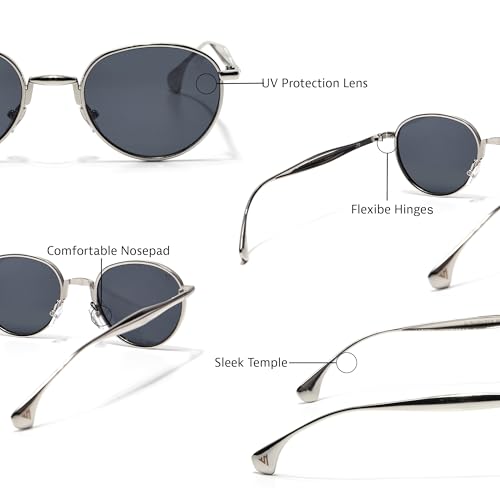 Image of Voyage Round Polarized Sunglasses for Men & Women (Black Lens | Black Frame - MG7609)