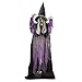 JOYIN 72” Halloween Hanging Witch Decorations Outdoor, Flying Talking Ghost Decor Light Up Eyes Sound Activated, Outside Indoor Haunted House Prop for Lawn Yard Garden, Purple
