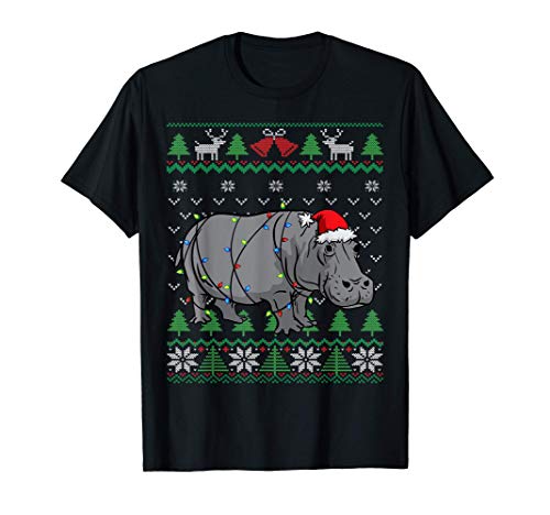 Ippopotamo ippopotamo di Natale Hippo Christmas Hippopotamus Maglietta