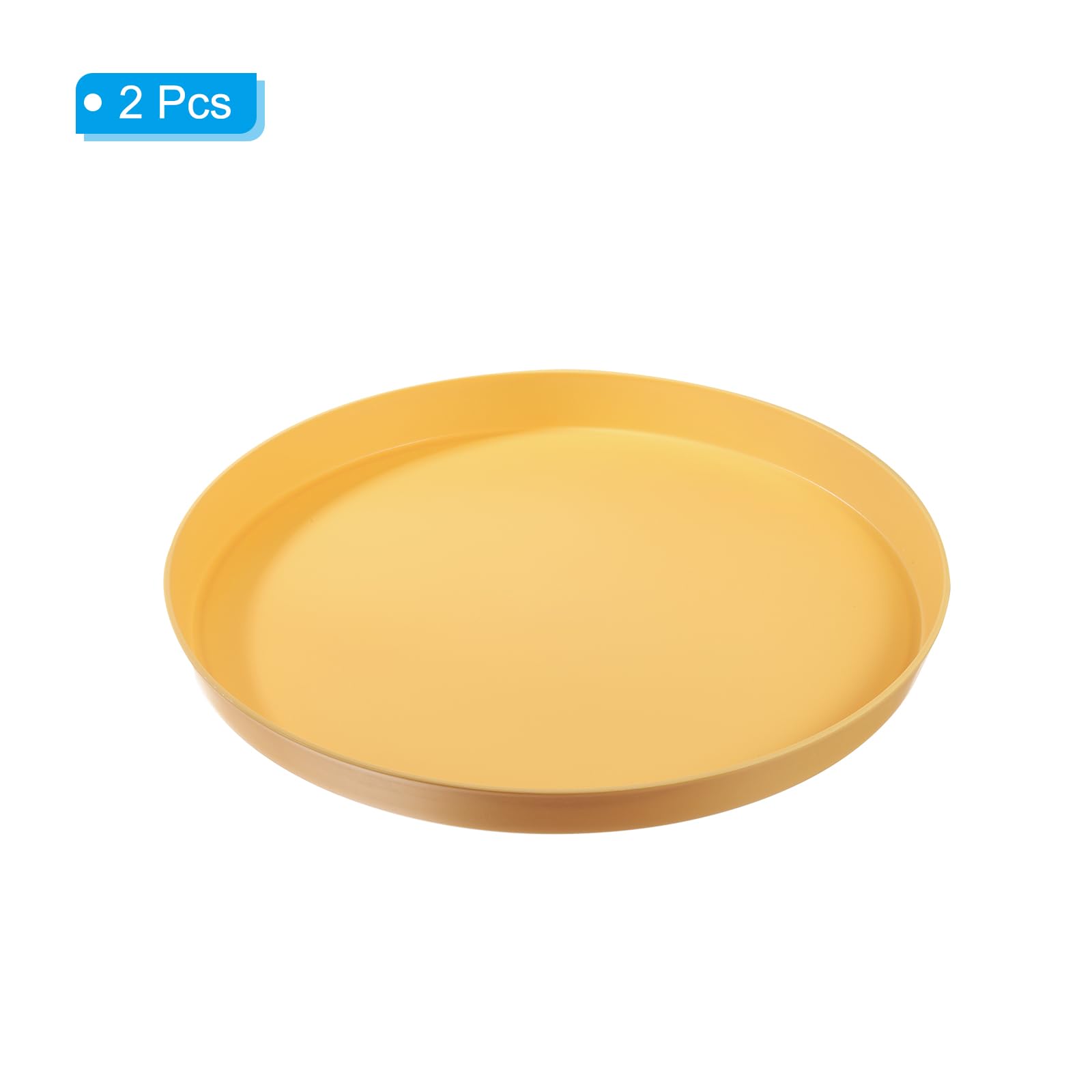 PATIKIL Bandejas redondas de 14 pulgadas para servir restaurantes, 2 bandejas antideslizantes para servicio de alimentos, para bar, cafetería, color amarillo