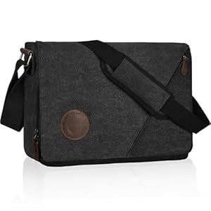 Eshow Messenger Bags Waterproof 13 Inch Laptop, Shoulder Bag with Multiple Pockets for Men Women, Canvas Satchel for Work School Travel Daily Use