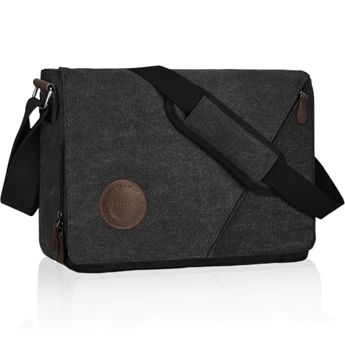 Eshow Messenger Bags Waterproof 13 Inch Laptop, Shoulder Bag with Multiple Pockets for Men Women, Canvas Satchel for Work School Travel Daily Use