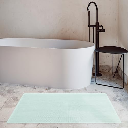 Image of Cotton Paradise 100% Cotton Turkish Bathmat Rug, Soft Absorbent Quick Dry Non Slip, 20x34 Bathmat Rug, Mint Green