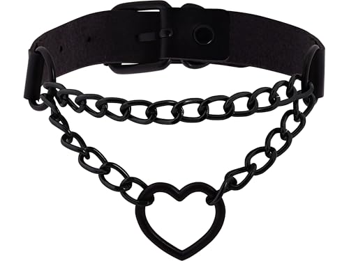 Collier ras-de-cou gothique en cuir PU et acier inoxydable pour homme et femme, taille M