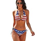 BAIKUTOUAN Guns American USA Flag Women Halter String Triangle Bikini Sets Two Piece Sexy Swimsuit T