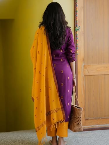 Image of GoSriKi Women Viscose Foil Print Straight Kurta with Pant and Dupatta | Ladies Kurta Pant Dupatta Set | Indian Ethnic Traditional Dress for Women