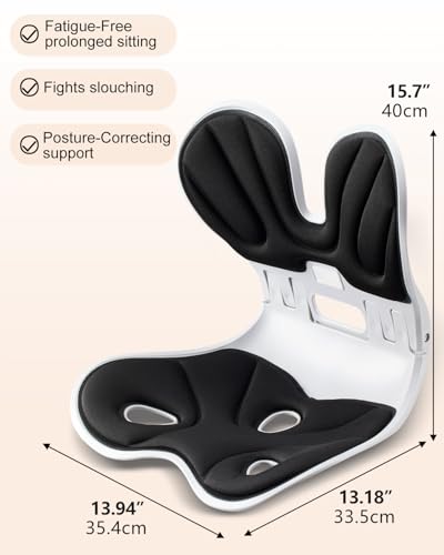 Foldable Ergonomic Chair Cushion with Back Support for Office Chair – Seat and Back Cushion for Posture Correction & Back Pain Relief, Ideal for Desk, Floor Seat and Work from Home