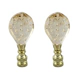 HEVSTIL 2Pack Champagne Raindrops Crystal Lamp Finial,Crystal Lamp Finial Crystal Small Teardrop Bas