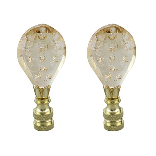 Hevstil 2Pack Champagne Raindrops Crystal Lamp Finial,Crystal Lamp Finial Crystal Small Teardrop Base Lamp Finial With Polished Brass Base Crystal Lamp Finial For Lamp Shade #TOP18