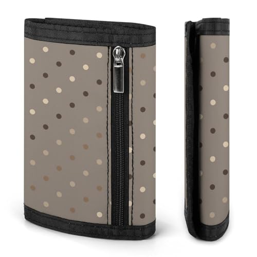 Taupe Polka Dot Print F Wallet for Men, 8 Credit Card Holder Slim Minimalist Front Pocket Small Mens Bifold Wallets2