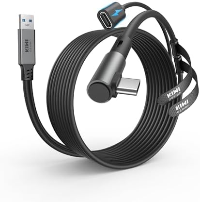 （07:30時点） KIWI design リンクケーブル 充電可能 Quest 3/Quest 3S/Quest 2/Pro/Pico 4/Pico 4 Ultraに対応 linkケーブル 5M usb c ケーブル アクセサリー 5Gbps 高速データ転送 L字型 USB 3.0から USB-C Type C 耐久性のある VRヘッドセット/PC/Steam VR用 (ブラック)