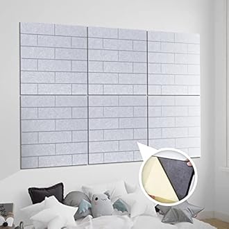 Arrowzoom 6 Square Felt Art 3D Polyester Adhesive Panels DIY Crafts Wall Decor Durable textured Peel and Stick Faux Tile Soundproof Decorative Wallpaper Panel Brick Design Black 30x30cm SD1392