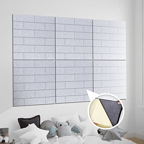 Arrowzoom 6 Square Felt Art 3D Polyester Adhesive Panels DIY Crafts Wall Decor Durable textured Peel and Stick Faux Tile Soundproof Decorative Wallpaper Panel Brick Design Black 30x30cm SD1392