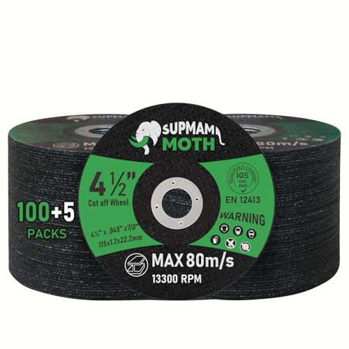 SUPMAMMOTH 105 Pack 4 1/2 Cut Off Wheel Angle Grinder Cutting Disc for Metal & Stainless Steel Cutting Wheel Ultra Thin 0.045'' x 7/8 Arbor by SUPMAMMOTH - Used condition - US$21.49