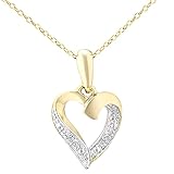 Elegano 9ct Yellow Gold 46 cm Women’s Necklace – Diamond Heart Pendant