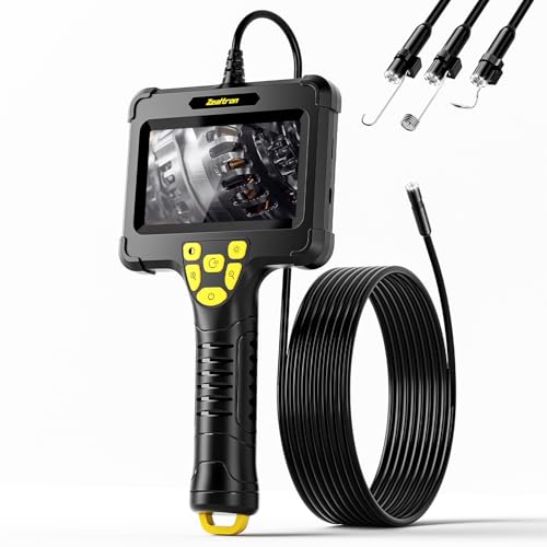 Handheld Endoscope Camera with Light – 16.5FT Semi-Rigid Cable 4.3'' IPS Screen Snake Camera with 8 LED Lights, IP67 Waterproof Borescope for Automotive Repair, Plumbing Inspection, HVAC