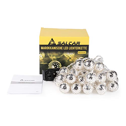 SALCAR LED marokkanische Lichterkette mit Netzstecker, 10m 30 LEDs Kugeln Orientalisch Dekorative, 4 cm extra große… – Bild 6