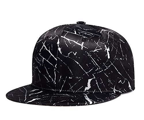 Quanhaigou Classic Snapback Hat Hip Hop Flat Bill Visor Cap - Unisex Adult Adjustable Baseball Hats (Black Light)