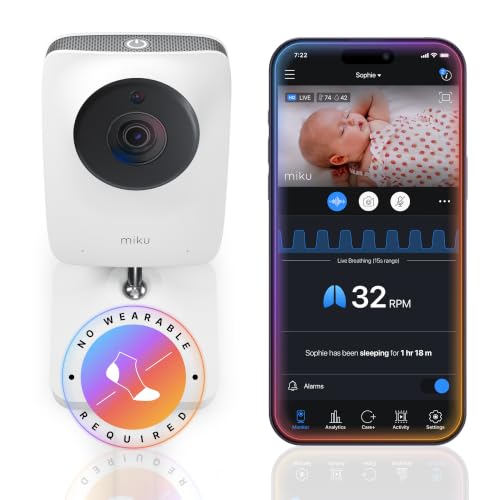 Miku AI Baby Monitor with App and Camera, Live Sleep Data, No...