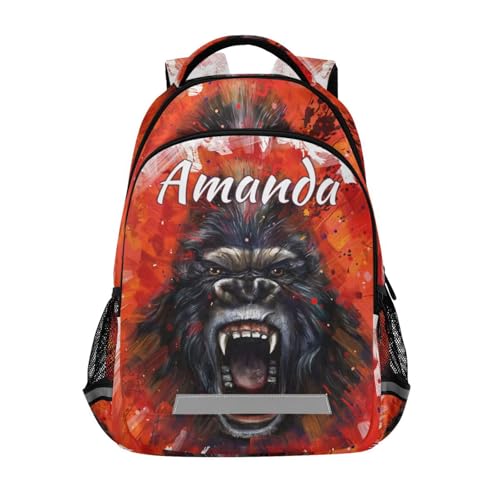 ALAZA Custom King Kong Backpack for Boys Personalized Your Name Text Bookbag Kids School Book Bags 3rd 4th 5th Grade Laptop Casual Travel Daypack