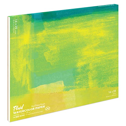 Fluid Watercolor Paper 851620 140LB Hot Press 16 x 20 Block, 15 Sheets