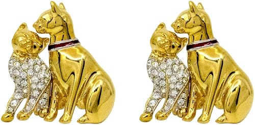 Image of Set of 2 Brooch Lapel Pins With Rhinestones