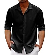 Casual Summer Shirts for Men Lapel Long Sleeve Shirt Lightweight Button Down Shirt Vacation Blous...