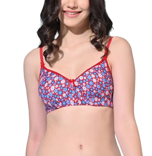 Image of FIMS - Fashion is my style Women Cotton Blend Padded Non-Wired Everyday Bra Pack of 1 Cup- B Multicolor