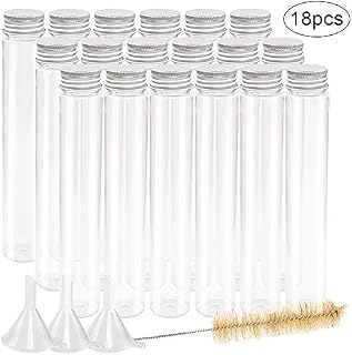 DEPEPE 18pcs 115ml Clear Flat Plastic Test Tubes with Screw Caps, 30 x