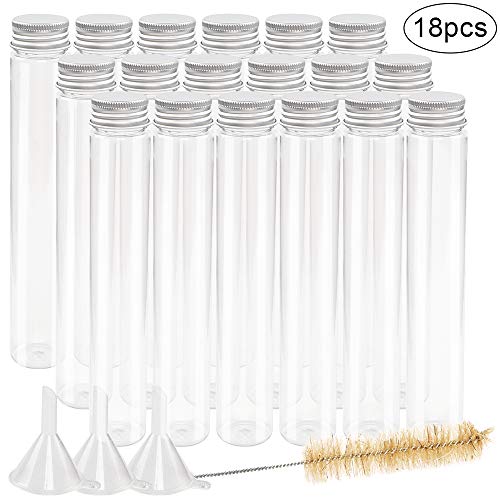DEPEPE 18pcs 115ml Clear Flat Plastic Test Tubes with Screw Caps, 30 x