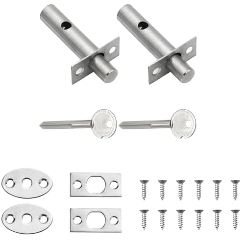 Voyoo Lot de 2 serrures de porte intérieure cachées avec clé en étoile - Serrure à grille pour portes intérieures - Verrou pour portes de chambre à...