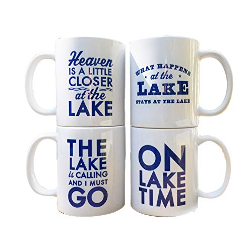 Lake House coffee mug set of 4 mugs- Navy