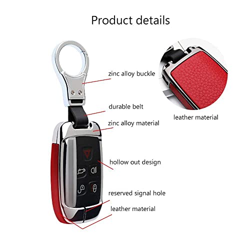 ontto Key Cover Fit for Land Rover Key Case Metal Leather Key Holder with Keychain