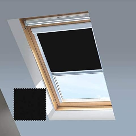 Skylight Blinds For VELUX Roof Windows - Blackout Blind - Jet Black - Silver Aluminium Frame (304) Cover